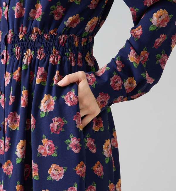 TIARA「オールドローズプリントボウリボン付きワンピース」|ワンピース|