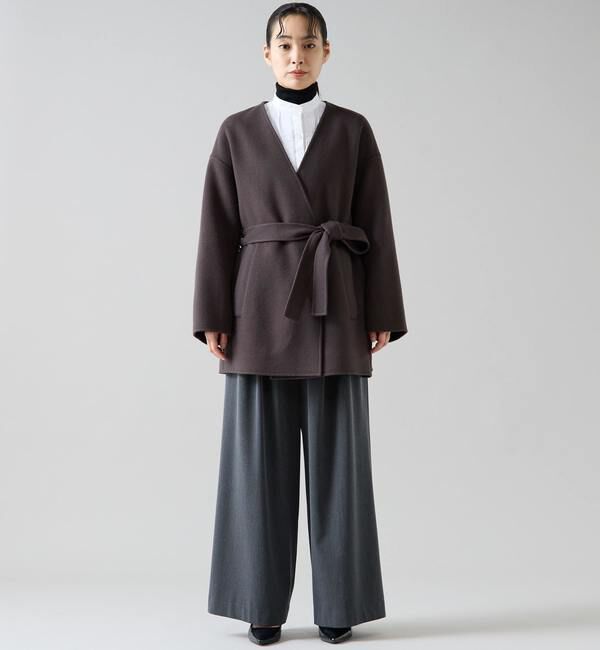 TIARA「ノーカラービッグコート」|その他|チャコールグレー