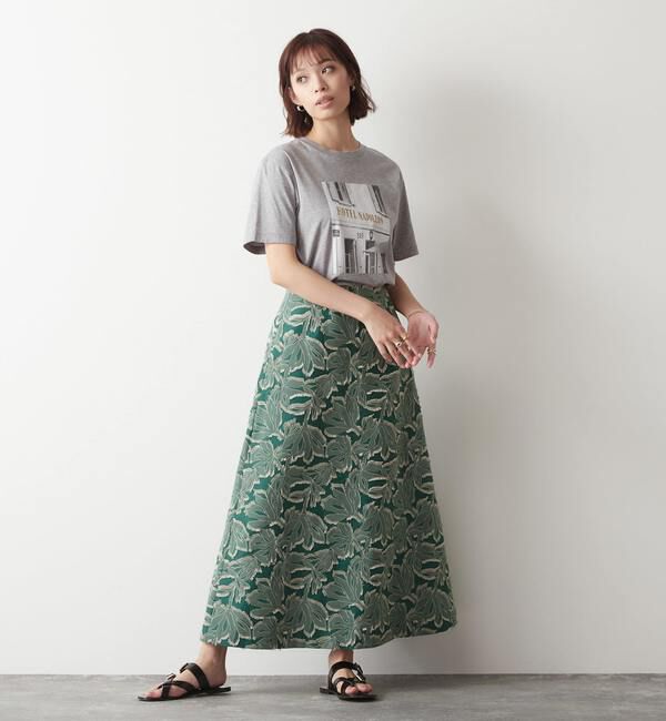 Liesse「マキシジャガードスカート」|スカート|グリーン