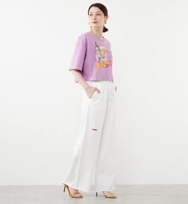 SOFFITTO「短丈プリントTシャツ」|Tシャツ・カットソー|