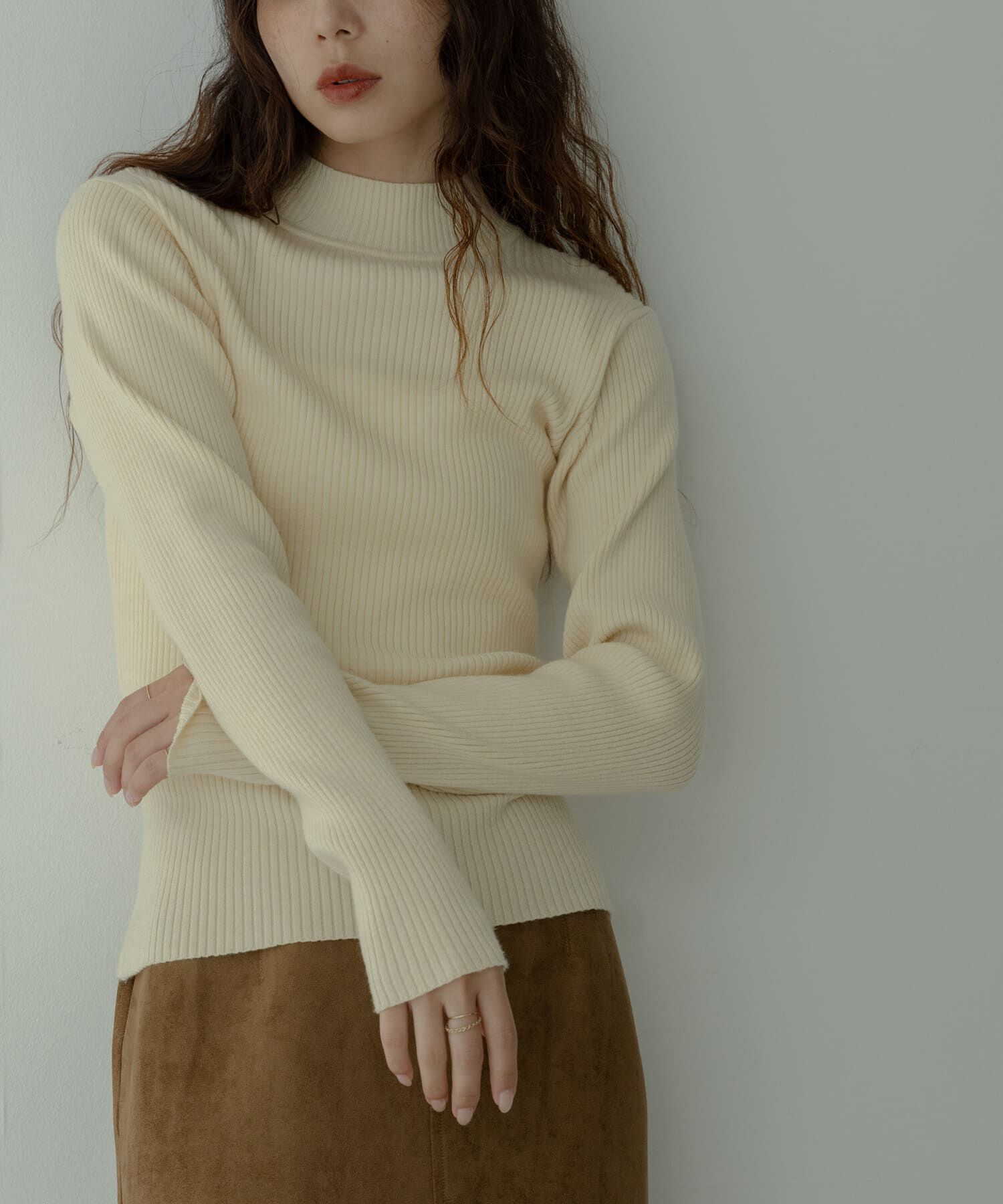 Sonny Label 「ウォッシャブルリブハイネックニットプルオーバー」|ニット・セーター|アイボリー
