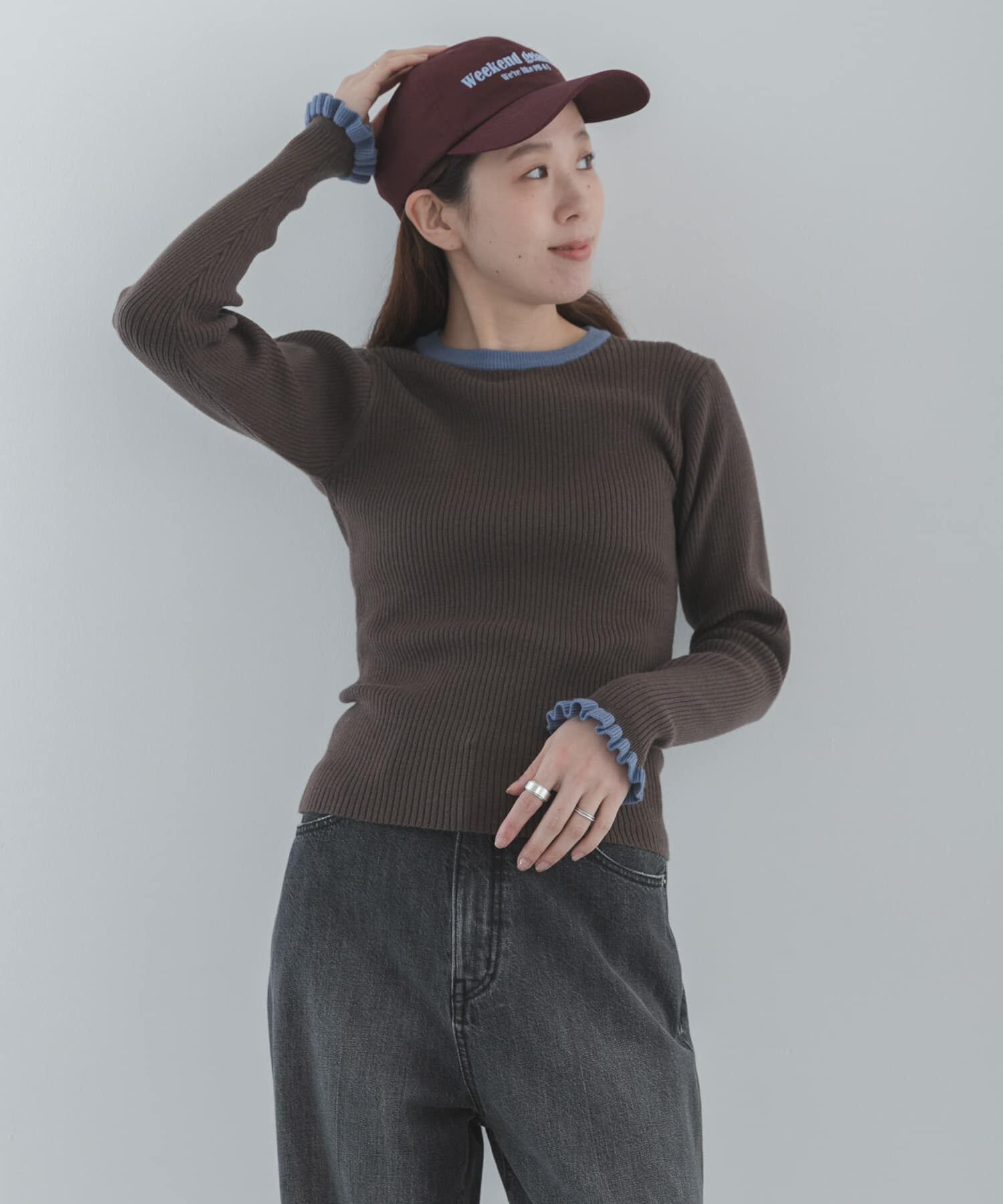 Sonny Label 「袖口フリルクルーネックプルオーバー」|ニット・セーター|