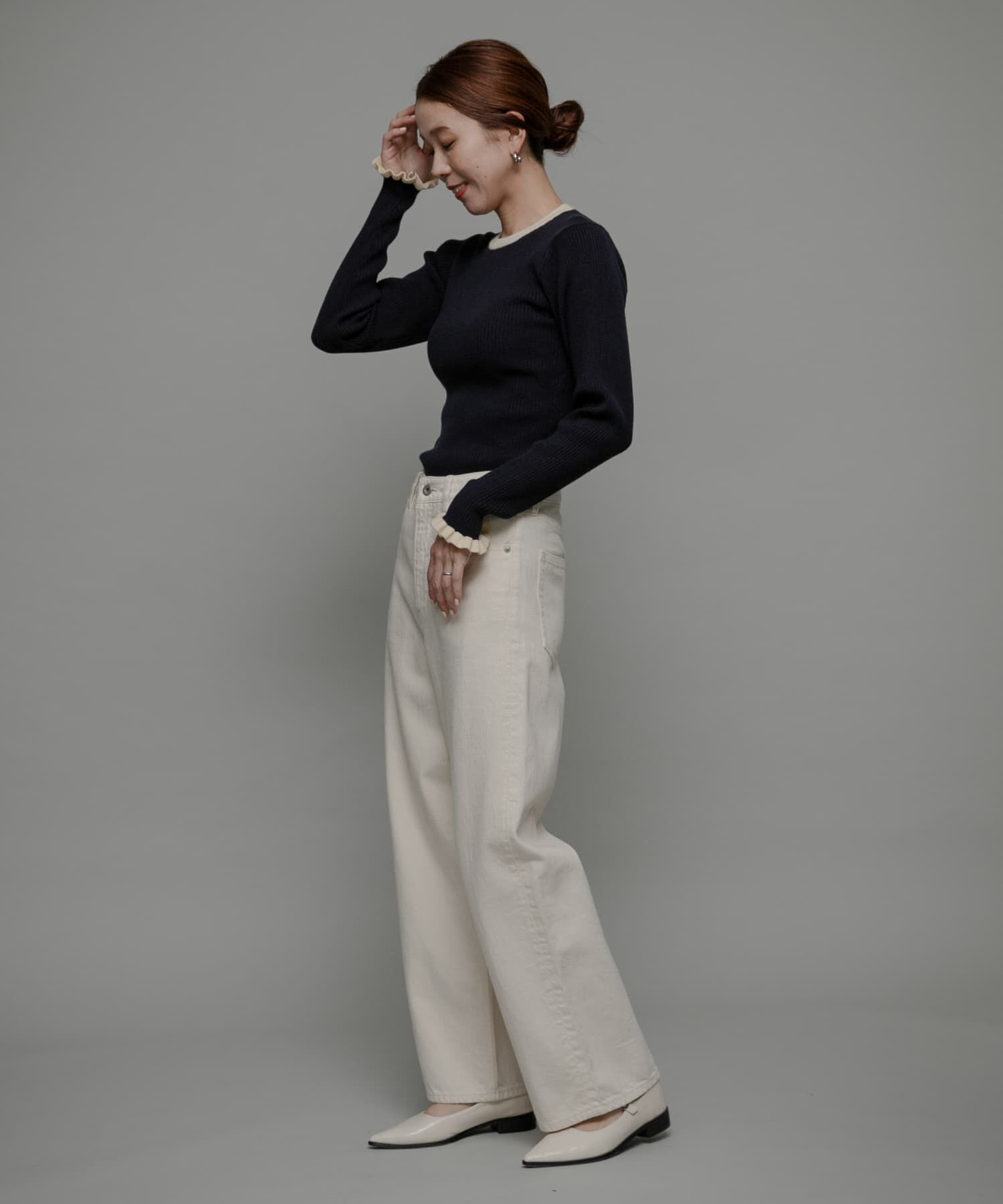 Sonny Label 「袖口フリルクルーネックプルオーバー」|ニット・セーター|