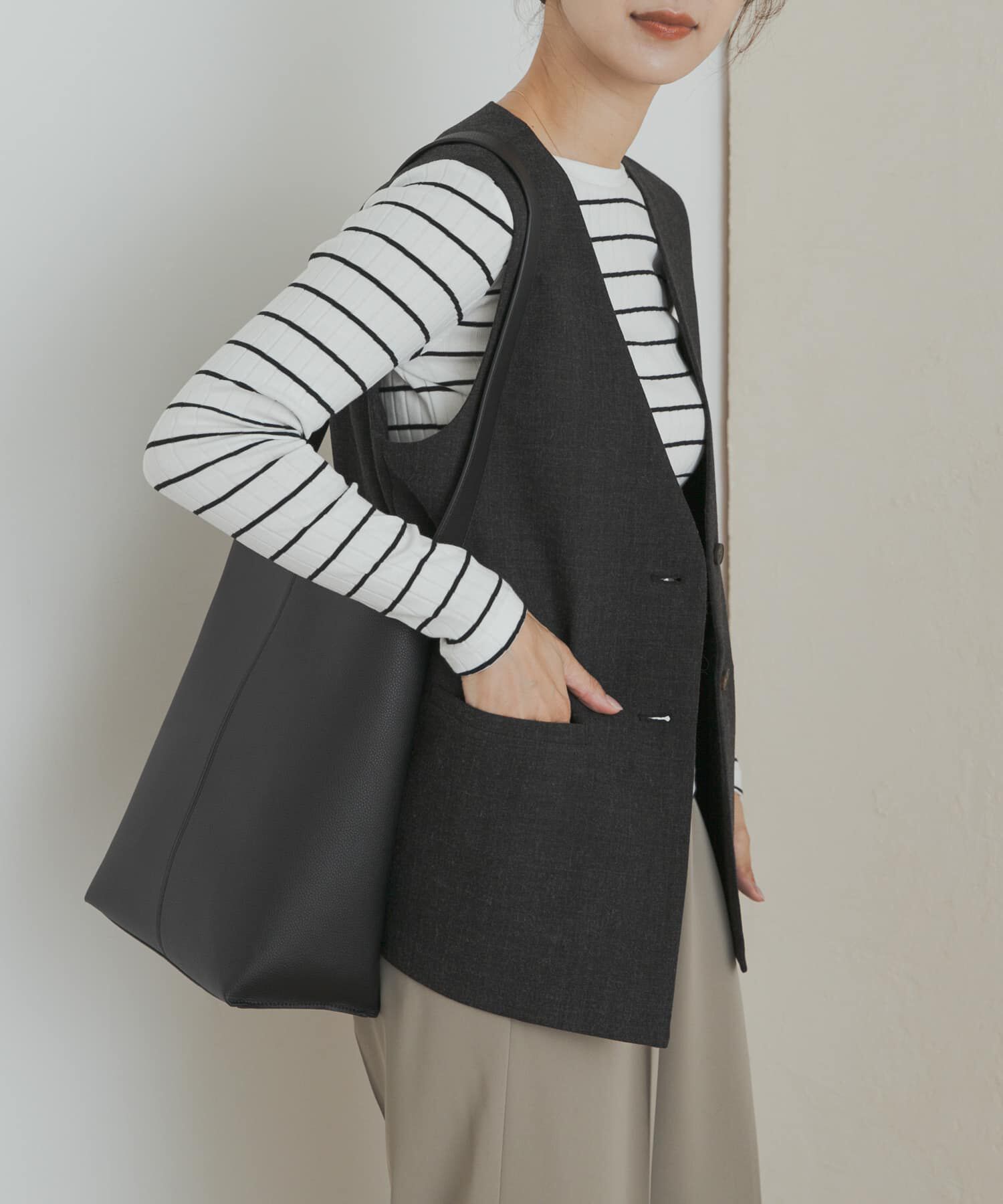 URBAN RESEARCH DOORS「ノーカラージレ」|ノーカラーコート|