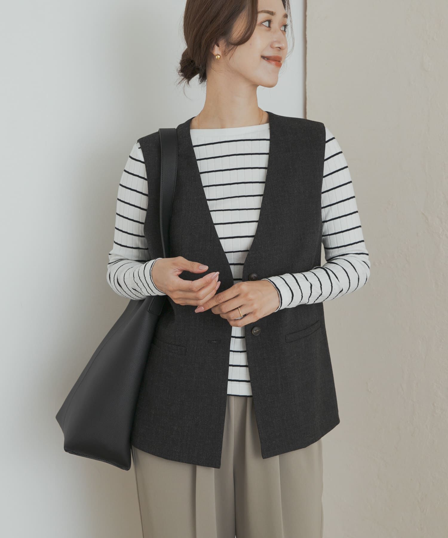 URBAN RESEARCH DOORS「ノーカラージレ」|ノーカラーコート|