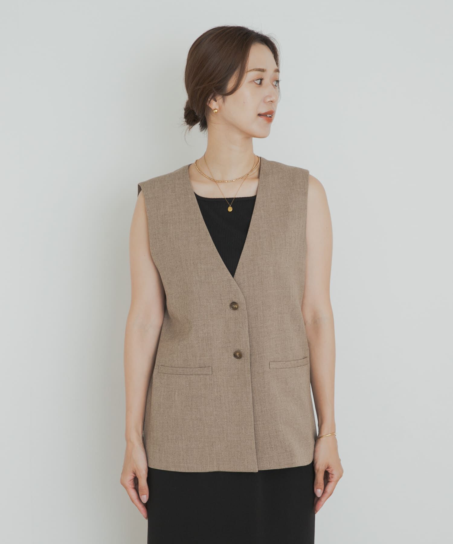 URBAN RESEARCH DOORS「ノーカラージレ」|ノーカラーコート|