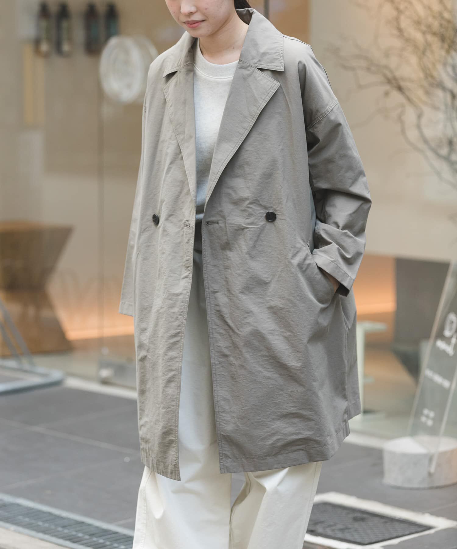 URBAN RESEARCH DOORS「FORK&SPOON　オーバーライトミドルコート」|ノーカラーコート|