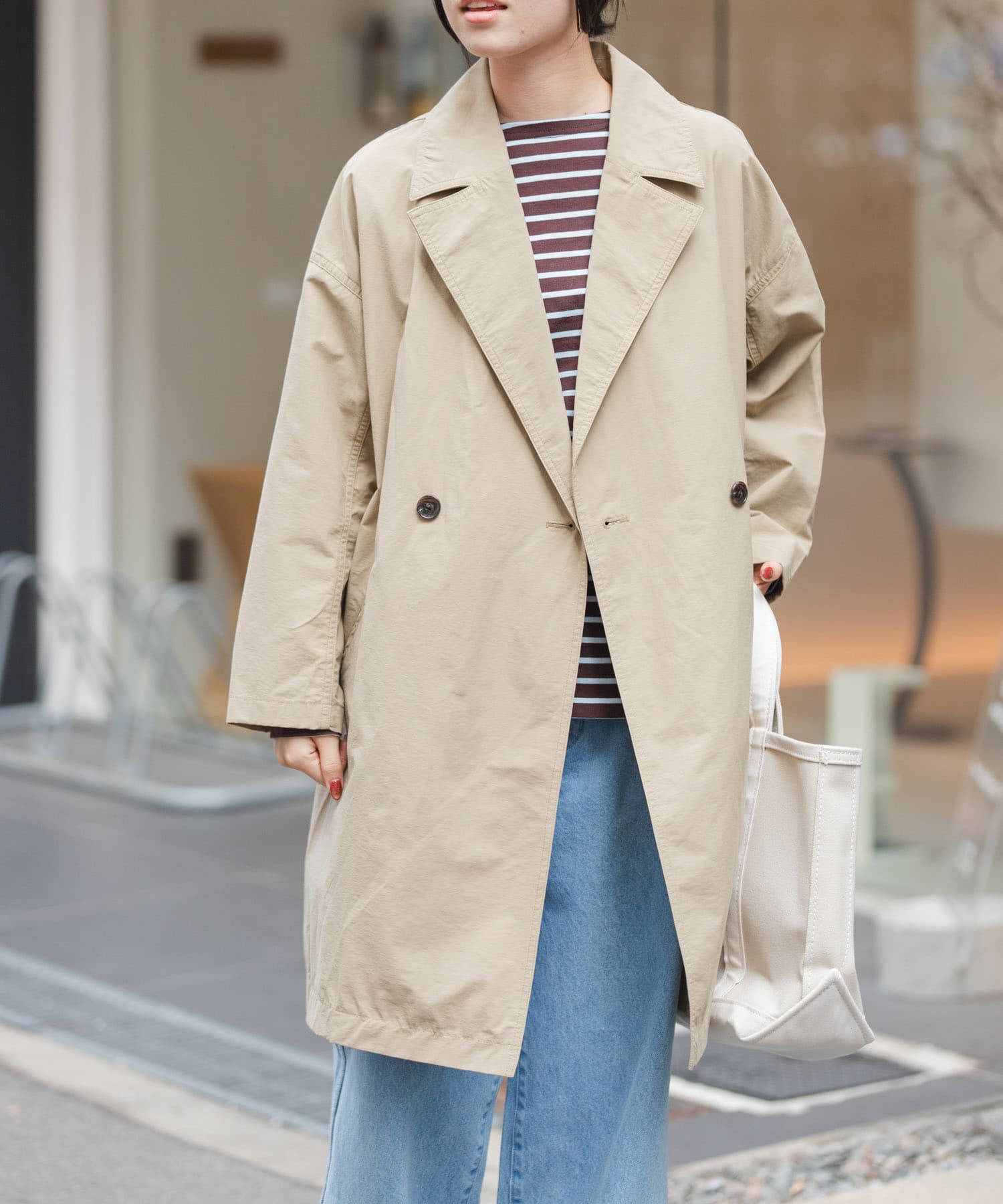 URBAN RESEARCH DOORS「FORK&SPOON　オーバーライトミドルコート」|ノーカラーコート|