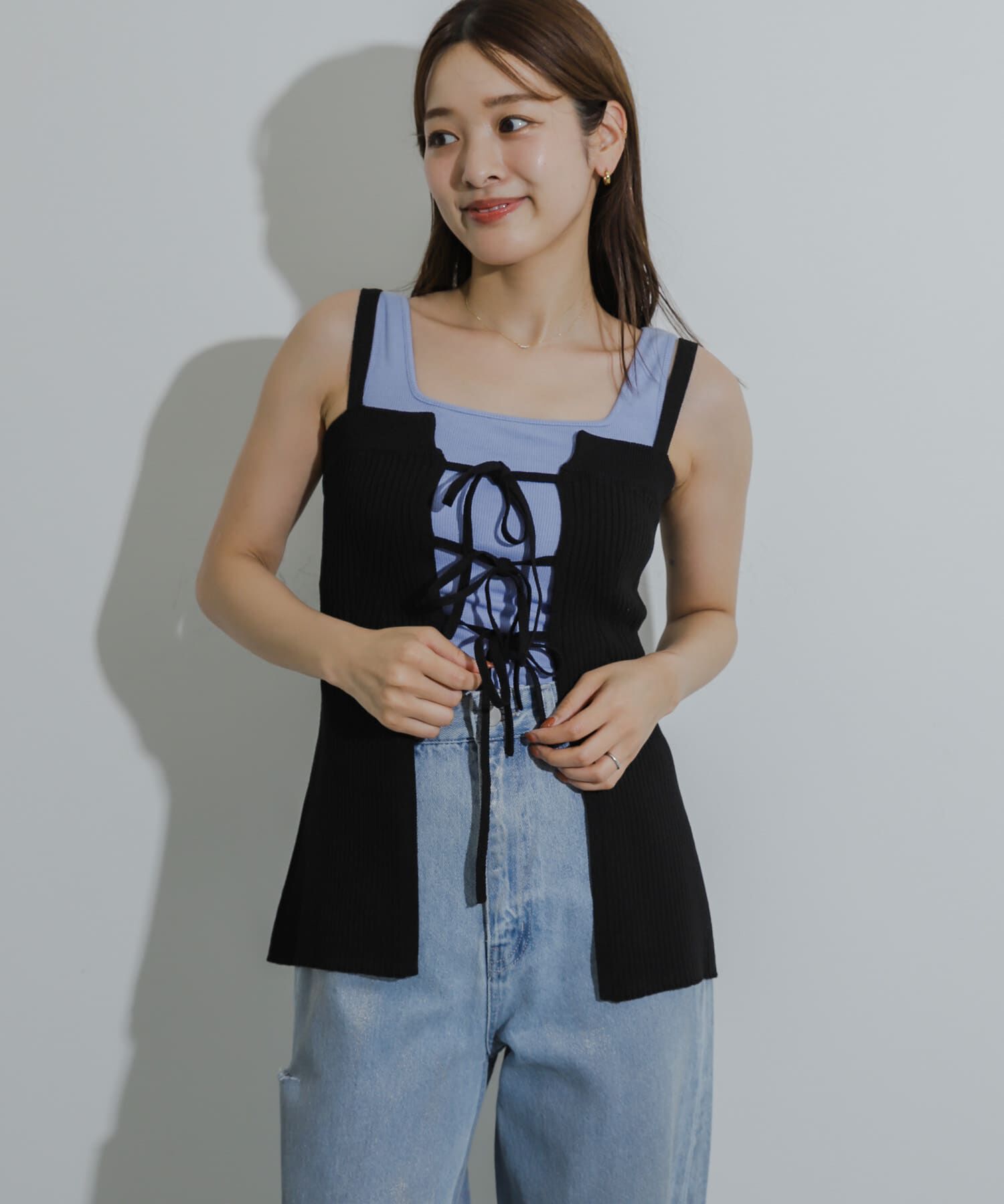 SENSE OF PLACE by URBAN RESEARCH「フロントリボンニットキャミソール」|キャミソール|