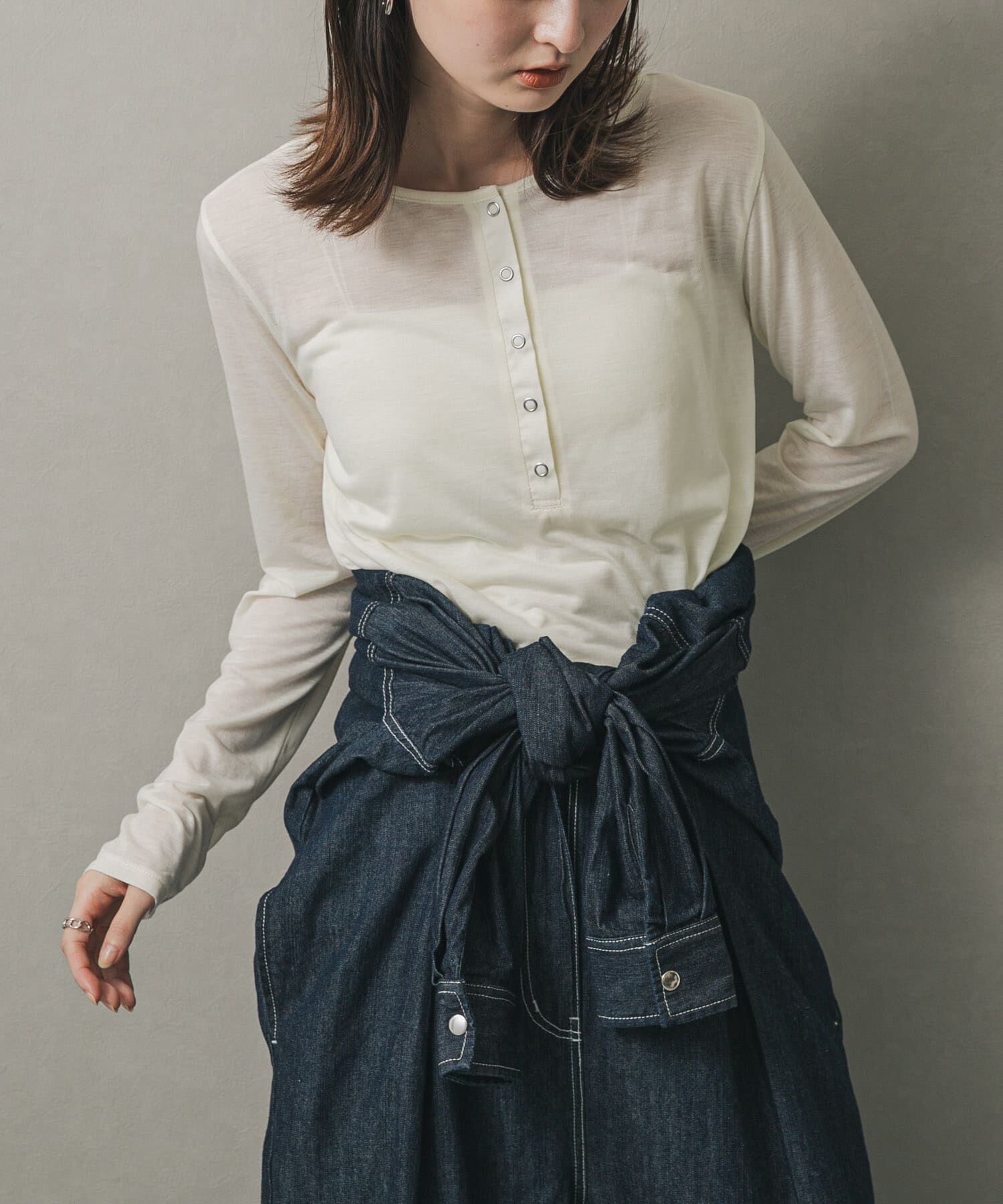 SENSE OF PLACE by URBAN RESEARCH「ヘンリーネックプレーンカットトップ」|Tシャツ・カットソー|