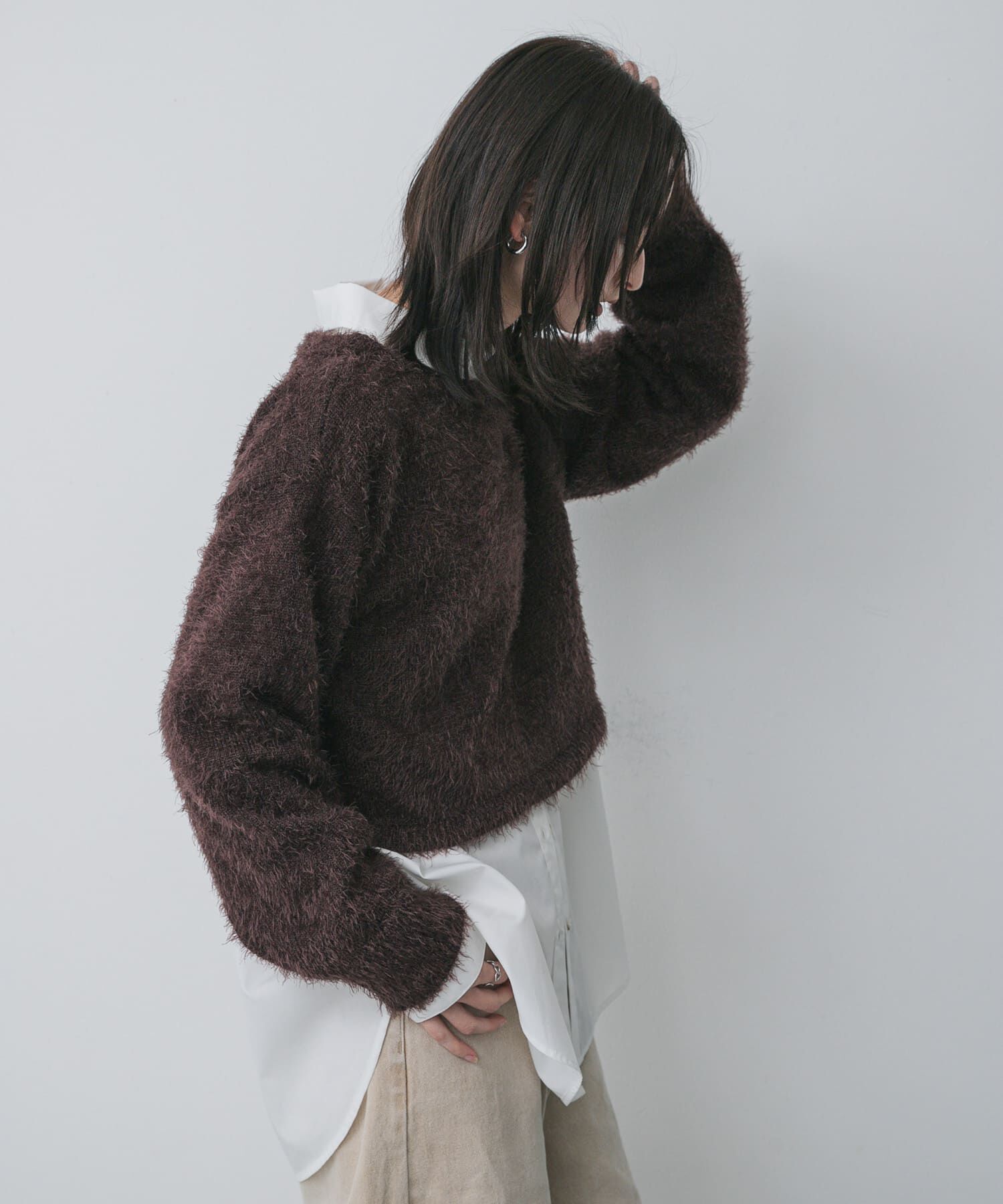 SENSE OF PLACE by URBAN RESEARCH「クロップドシャギーセーター」|ニット・セーター|ブラウン