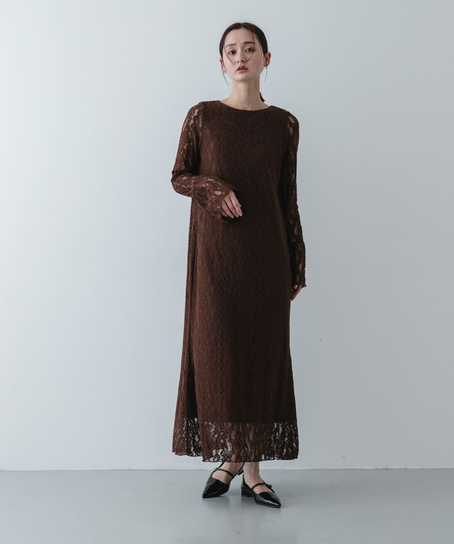 SENSE OF PLACE by URBAN RESEARCH「レースフレアーワンピース」|ワンピース|ブラウン