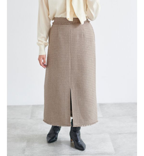 le.coeur blanc「ツイードフリンジストレートスカート」|スカート|