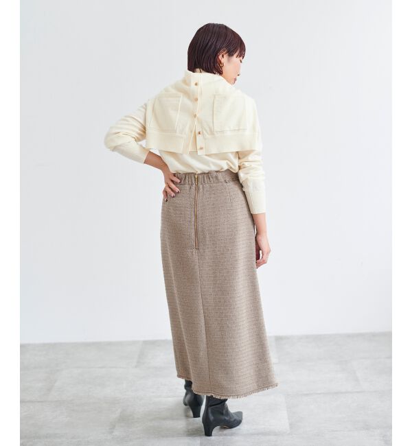 le.coeur blanc「ツイードフリンジストレートスカート」|スカート|
