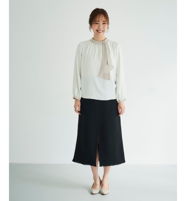 le.coeur blanc「ツイードフリンジストレートスカート」|スカート|