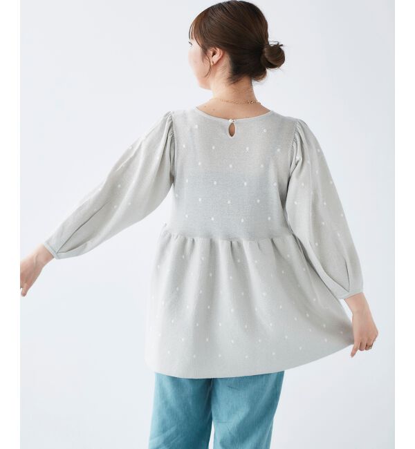 le.coeur blanc「《手洗い可能》Perle Peche ラメドット刺繍ペプラムニット」|ニット・セーター|