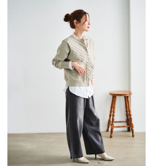 le.coeur blanc「タックワイドデニムパンツ」|デニム|