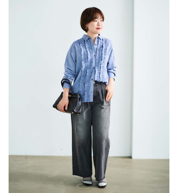 le.coeur blanc「タックワイドデニムパンツ」|デニム|