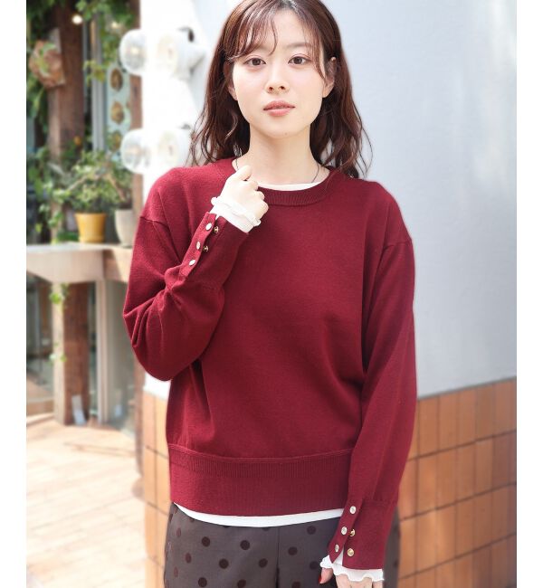  「スリーブボタンクループルオーバー」|ニット・セーター|