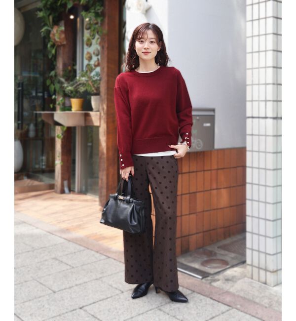  「スリーブボタンクループルオーバー」|ニット・セーター|