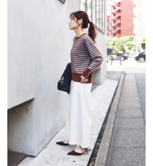  「スリーブボタンクループルオーバー」|ニット・セーター|