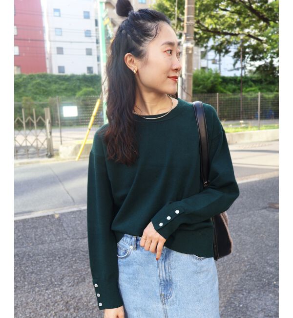  「スリーブボタンクループルオーバー」|ニット・セーター|