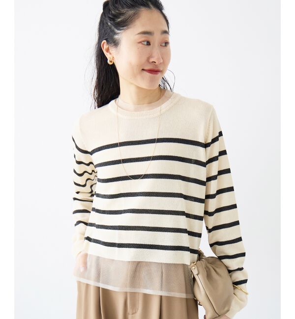  「レイヤードライクシアーボーダープルオーバー」|ニット・セーター|