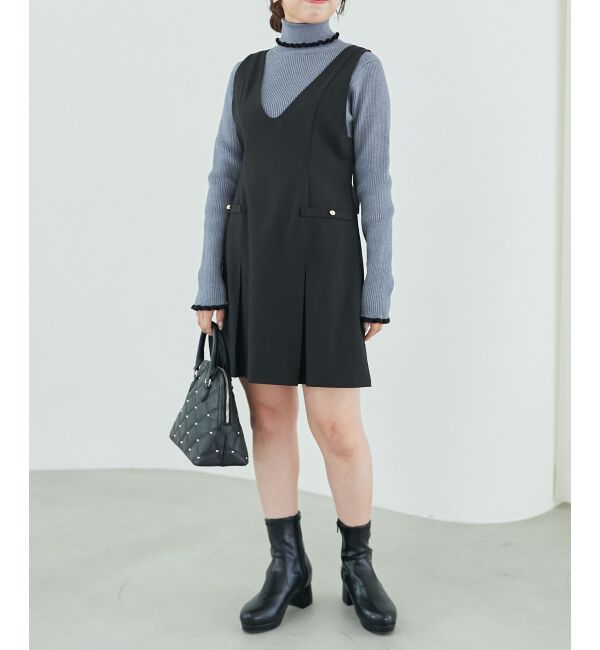 MAJESTICLEGON「前後2wayミニジャンスカ」|ジャンパースカート|ブラック