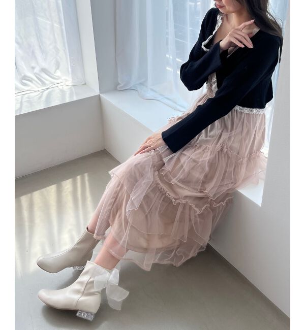  「☆ローヒール取り外しリボンブーツ」|ショートブーツ|