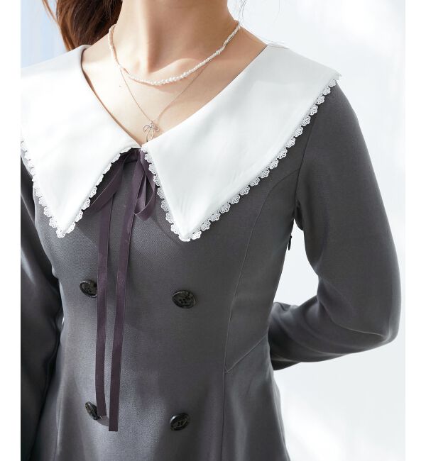  「襟付きレイヤード風ミニワンピース」|ワンピース|