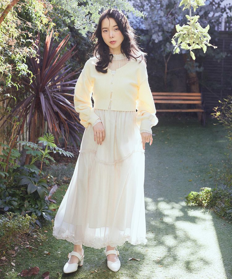 earth music&ecology「オーガンジーフリルヘムスカート」|フレア|
