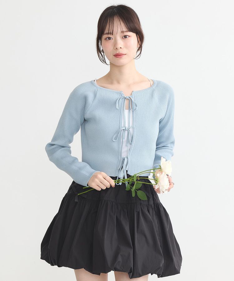 earth music&ecology「フロントリボンリブニットカーディガン」|カーディガン|