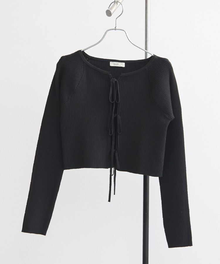 earth music&ecology「フロントリボンリブニットカーディガン」|カーディガン|Black