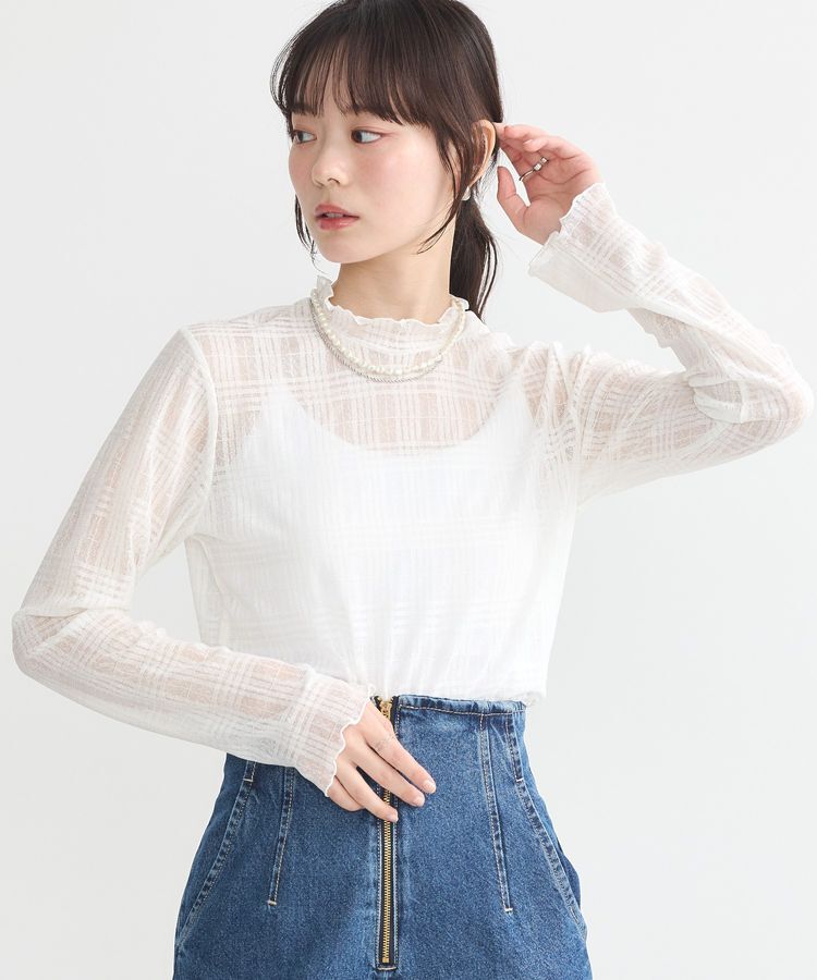 earth music&ecology「シアーチェックプルオーバー」|Tシャツ・カットソー|White