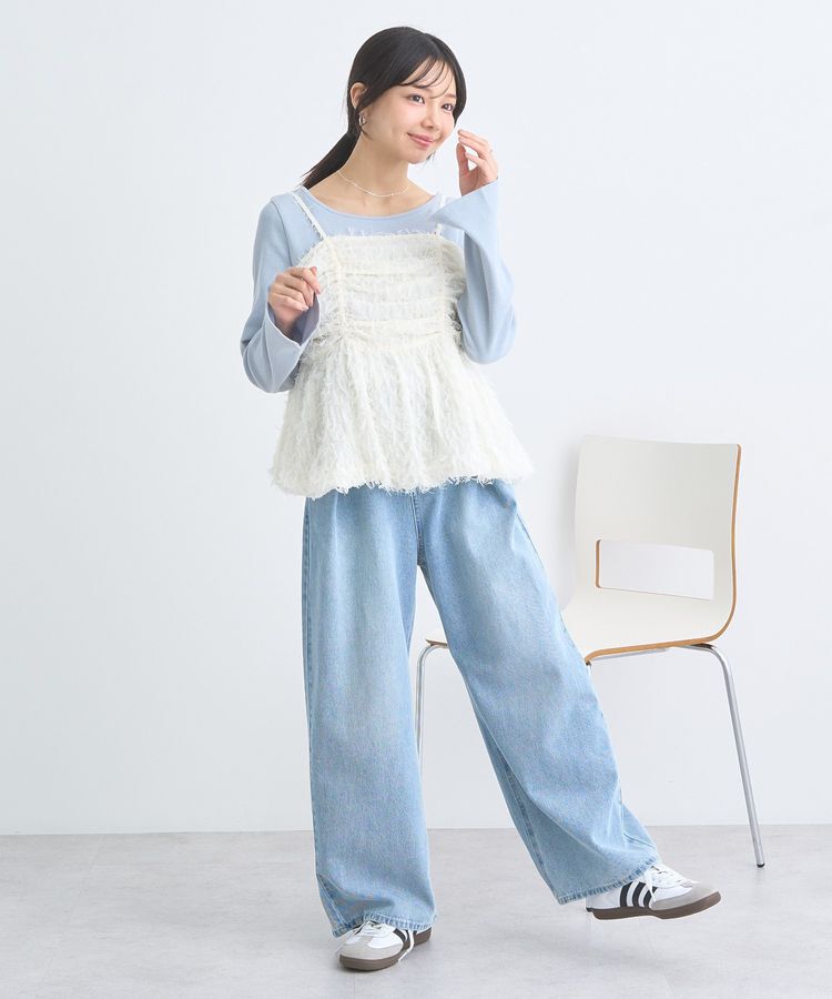 earth music&ecology「フロントギャザーフリンジキャミトップス」|ベスト・ジレ|