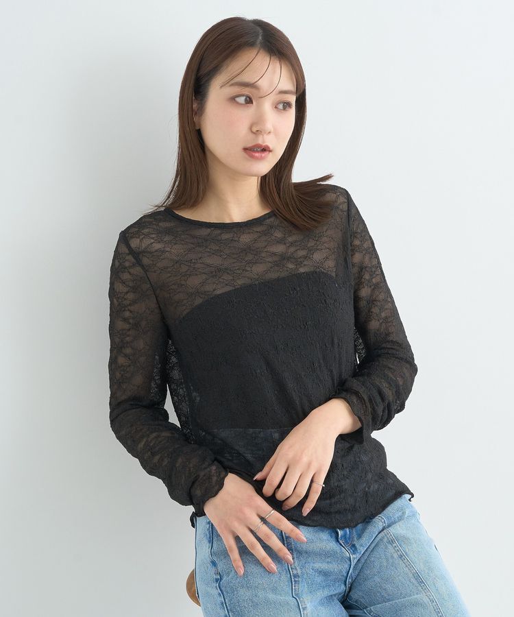 earth music&ecology「シアーレースプルオーバー」|Tシャツ・カットソー|