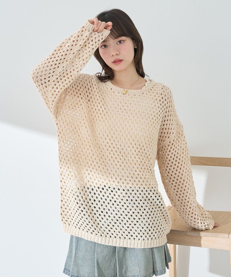 earth music&ecology「カラーメッシュプルオーバー」|チュニック|