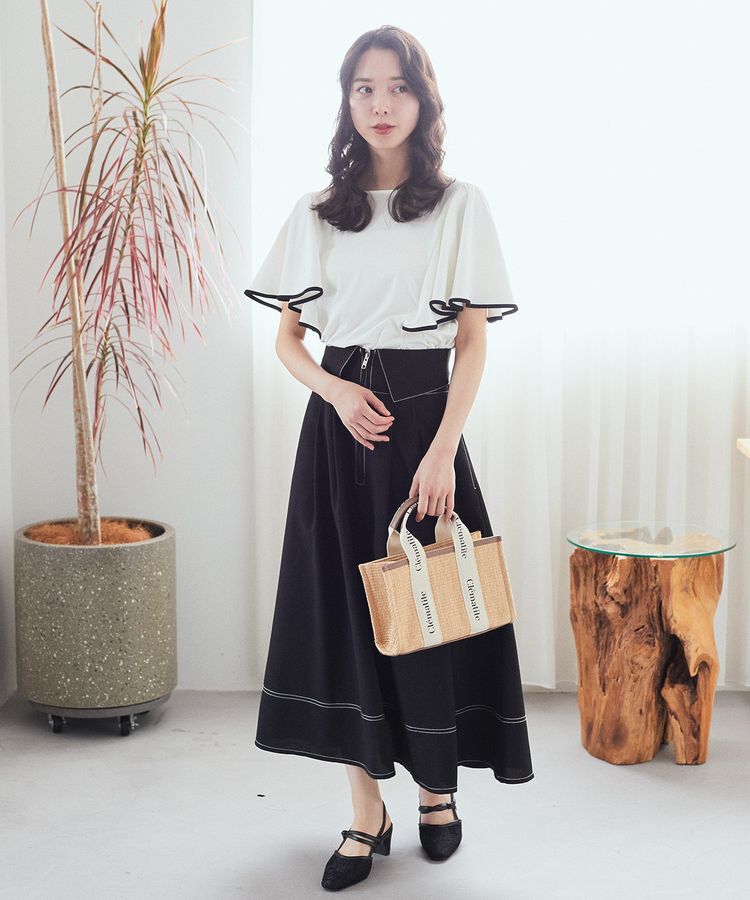 earth music&ecology「パイピングフレアスリーブカットソー」|Tシャツ・カットソー|