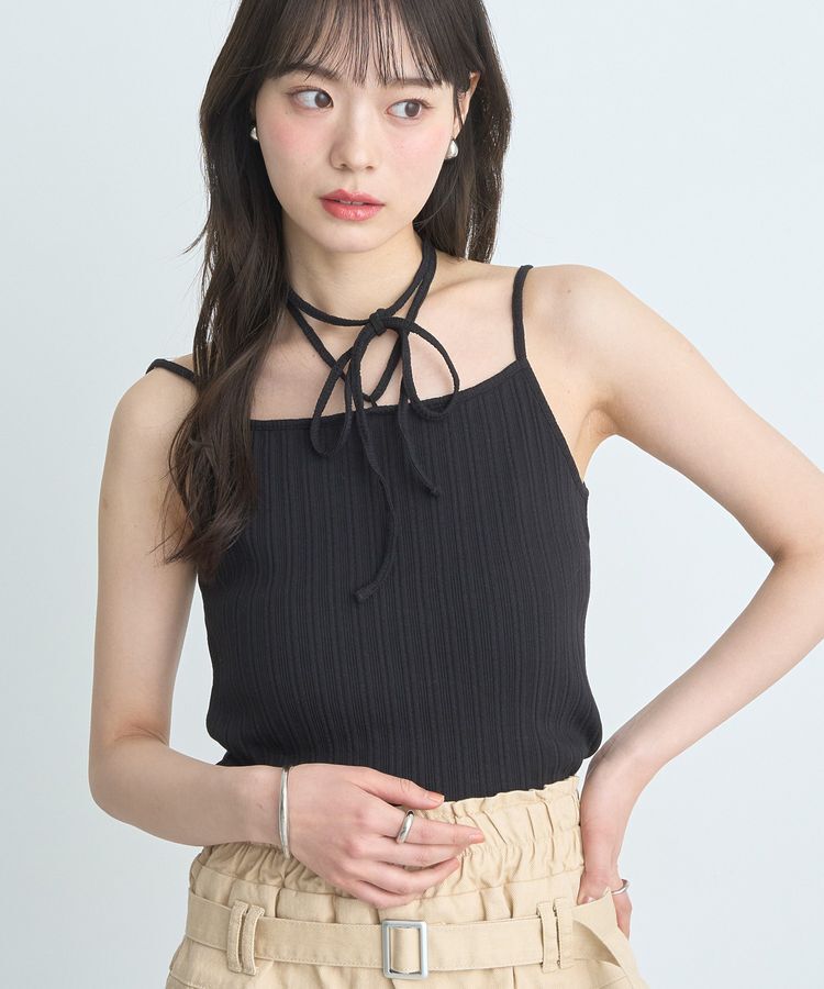 earth music&ecology「コード付きキャミソール」|キャミソール|Black