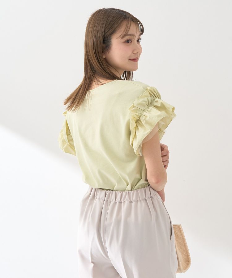 earth music&ecology「ギャザーフリルスリーブカットソー」|Tシャツ・カットソー|