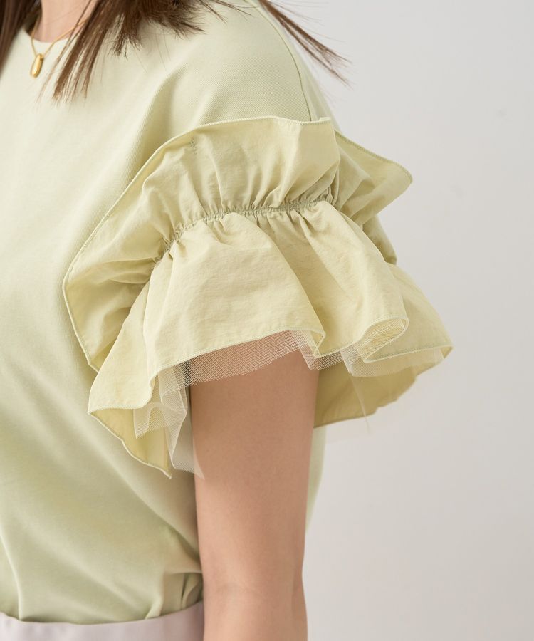 earth music&ecology「ギャザーフリルスリーブカットソー」|Tシャツ・カットソー|