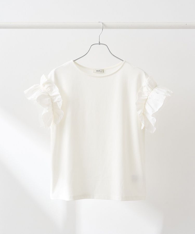 earth music&ecology「ギャザーフリルスリーブカットソー」|Tシャツ・カットソー|