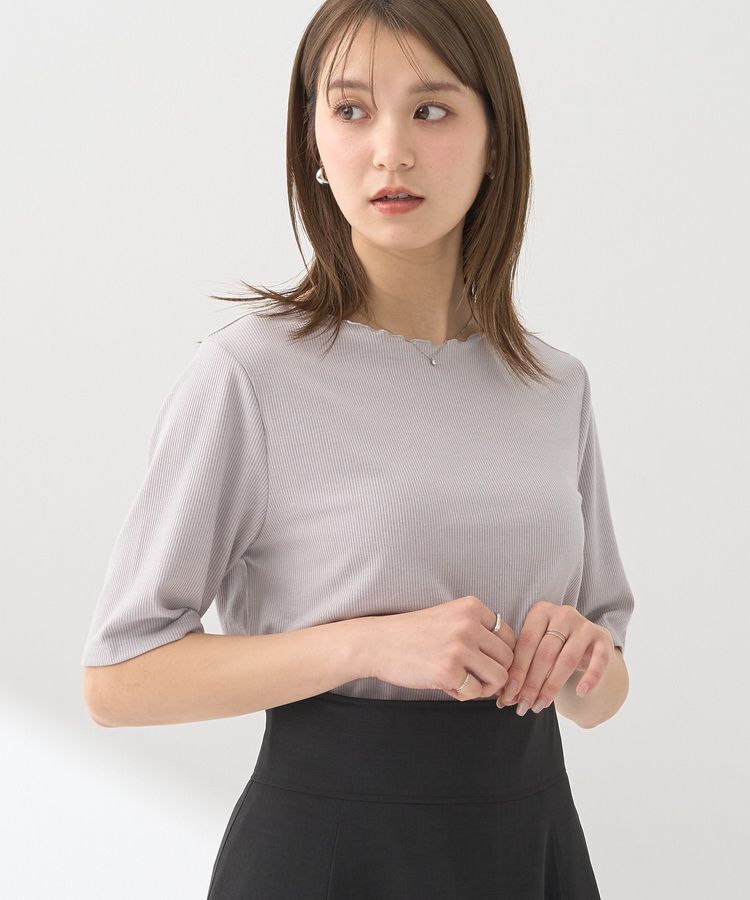 earth music&ecology「リブメローショートスリーブプルオーバー」|Tシャツ・カットソー|Gray