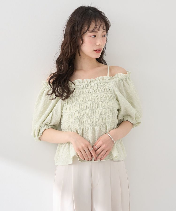 earth music&ecology「2wayオフショルジャガードブラウス」|シャツ・ブラウス|