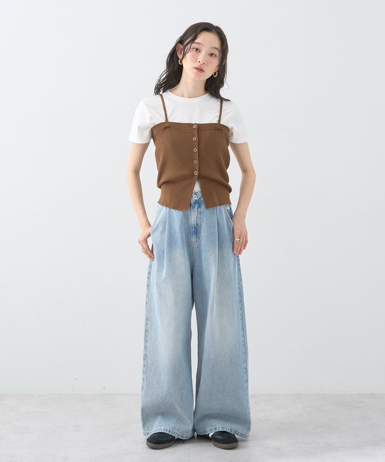 earth music&ecology「ワンポイントロゴ刺繍デニムパンツ」|デニム|