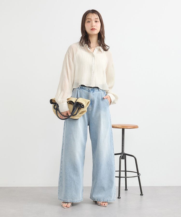 earth music&ecology「ワンポイントロゴ刺繍デニムパンツ」|デニム|