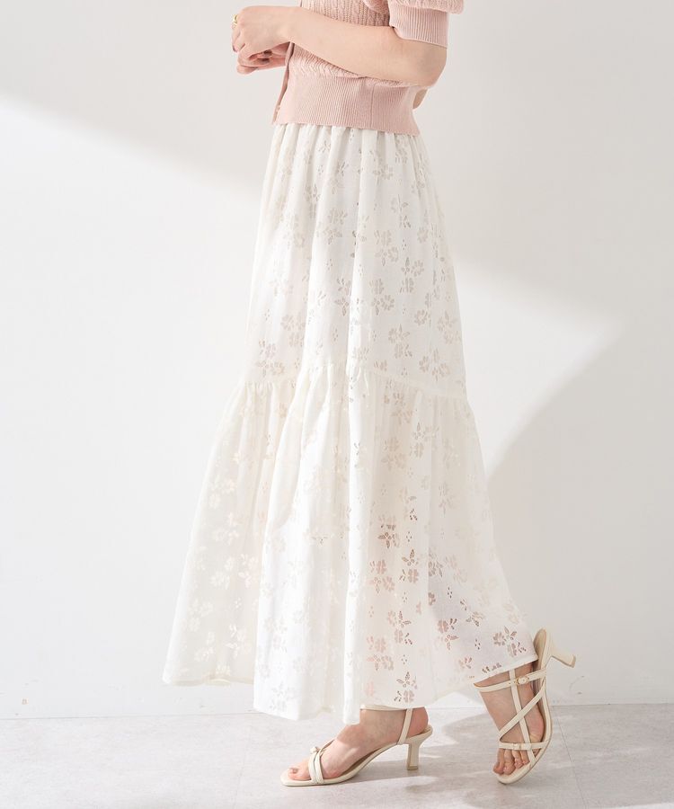 earth music&ecology「透かし花柄フレアスカート」|フレア|