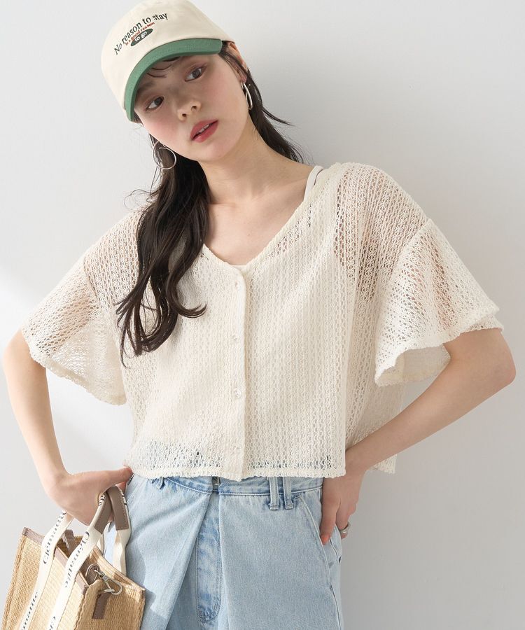 earth music&ecology「SET2点レースカーディガン＋レイヤードインナー」|カーディガン|Ivory