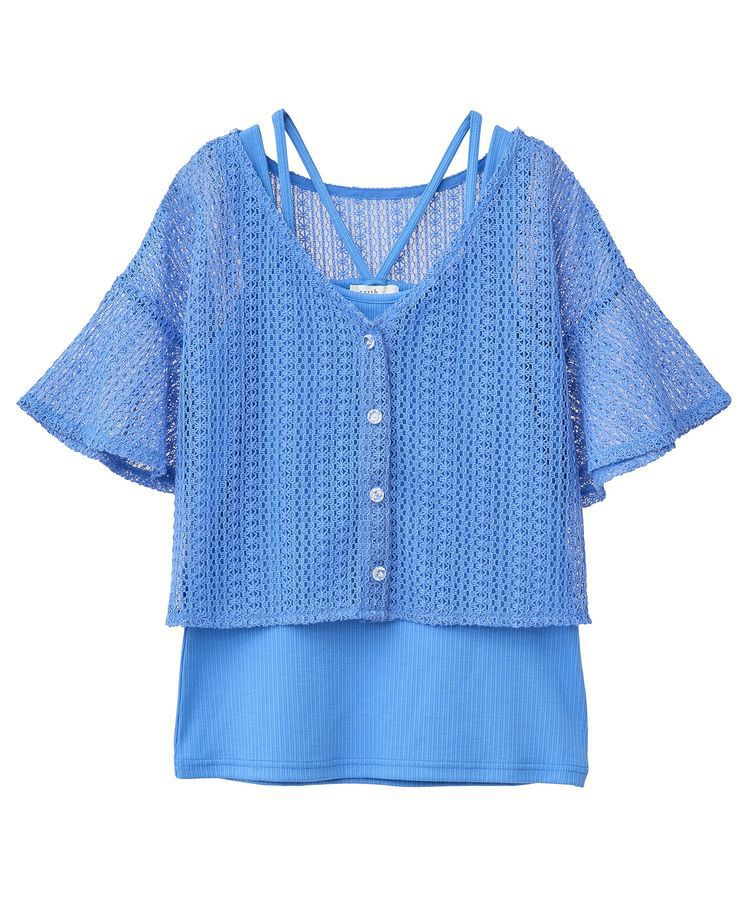 earth music&ecology「SET2点レースカーディガン＋レイヤードインナー」|カーディガン|