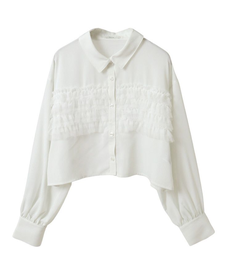 earth music&ecology「フロントチュールフリルクロップドシャツ」|シャツ・ブラウス|